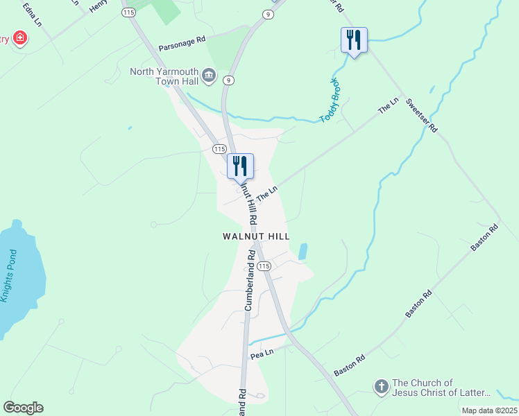 map of restaurants, bars, coffee shops, grocery stores, and more near 403 Walnut Hill Road in North Yarmouth
