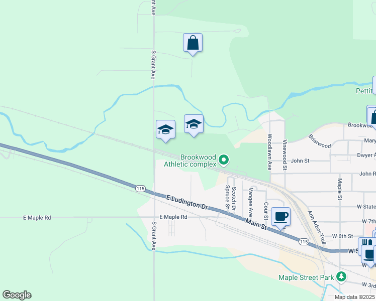 map of restaurants, bars, coffee shops, grocery stores, and more near 684 Ann Arbor Trail in Clare