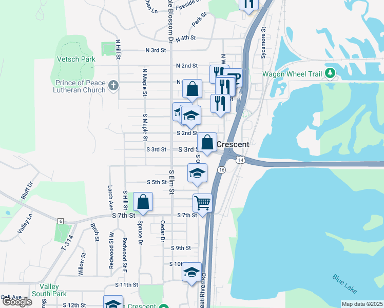 map of restaurants, bars, coffee shops, grocery stores, and more near 420 South 4th Street in La Crescent