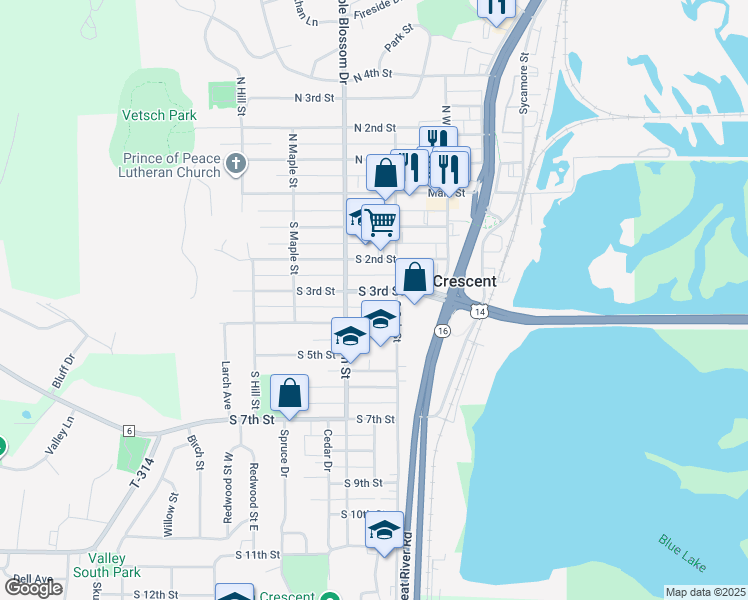 map of restaurants, bars, coffee shops, grocery stores, and more near 420 South 4th Street in La Crescent