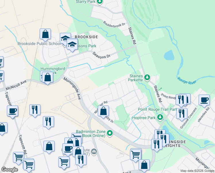 map of restaurants, bars, coffee shops, grocery stores, and more near in Toronto