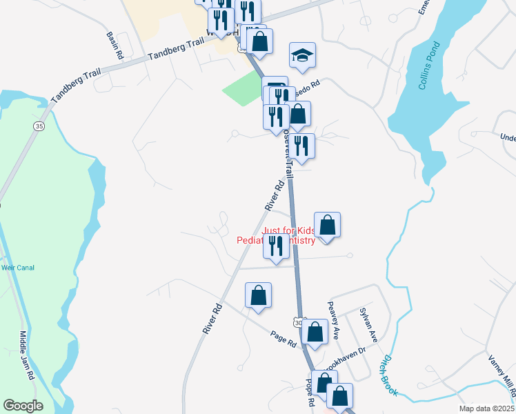 map of restaurants, bars, coffee shops, grocery stores, and more near 1014 River Road in Windham
