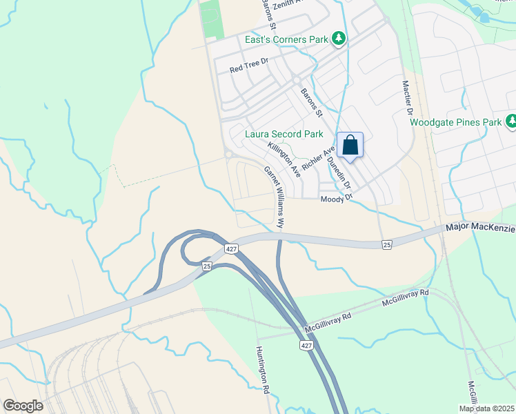 map of restaurants, bars, coffee shops, grocery stores, and more near in Vaughan