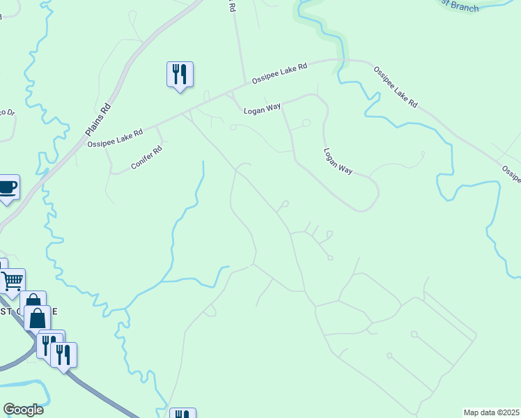 map of restaurants, bars, coffee shops, grocery stores, and more near 12 Old Mill Road in Ossipee