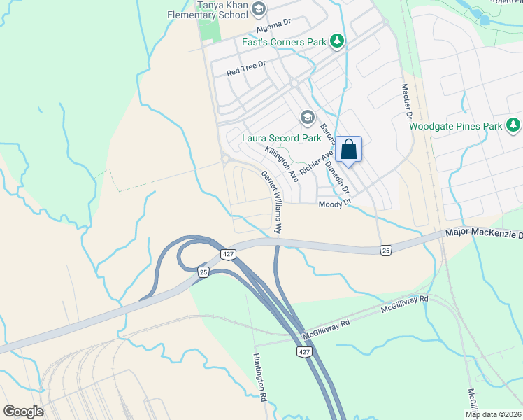 map of restaurants, bars, coffee shops, grocery stores, and more near in Vaughan