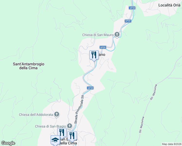 map of restaurants, bars, coffee shops, grocery stores, and more near 7 Via Borgo Costa in Soldano