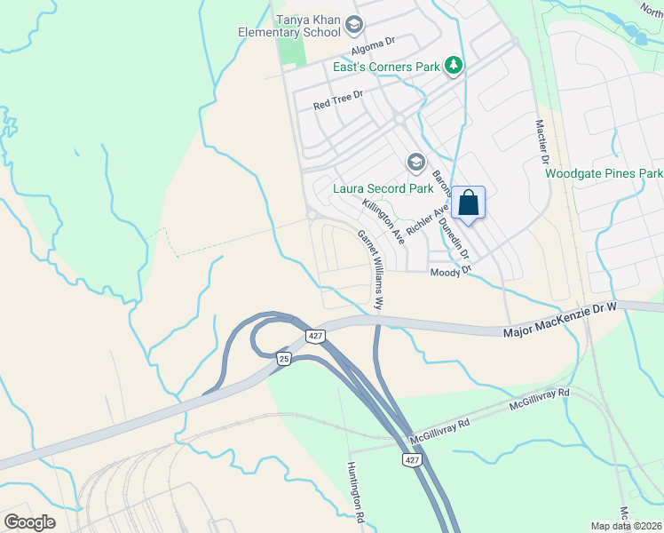 map of restaurants, bars, coffee shops, grocery stores, and more near 4 Haldimand Crescent in Vaughan