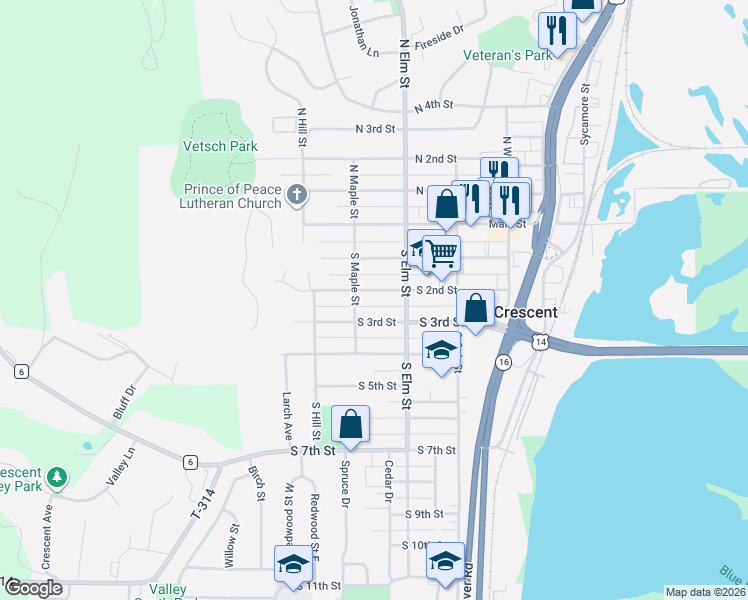 map of restaurants, bars, coffee shops, grocery stores, and more near 519 South 2nd Street in La Crescent