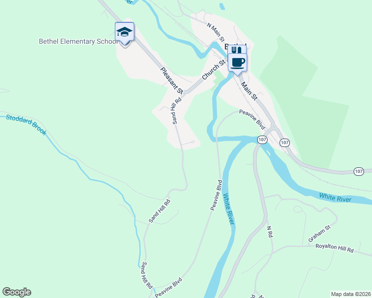 map of restaurants, bars, coffee shops, grocery stores, and more near 34 Bicentennial Lane in Bethel