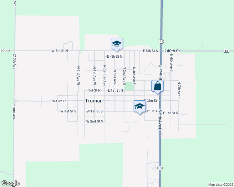 map of restaurants, bars, coffee shops, grocery stores, and more near 110 North 1st Avenue West in Truman