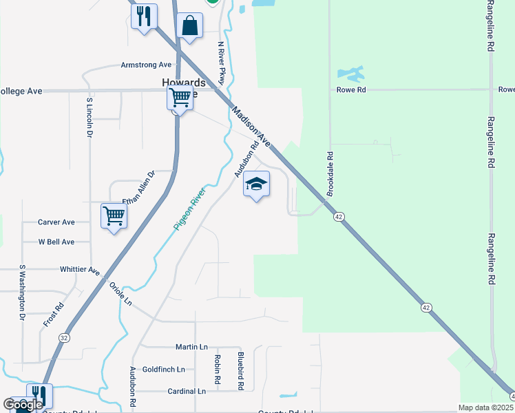 map of restaurants, bars, coffee shops, grocery stores, and more near 401 Audubon Rd in Sheboygan