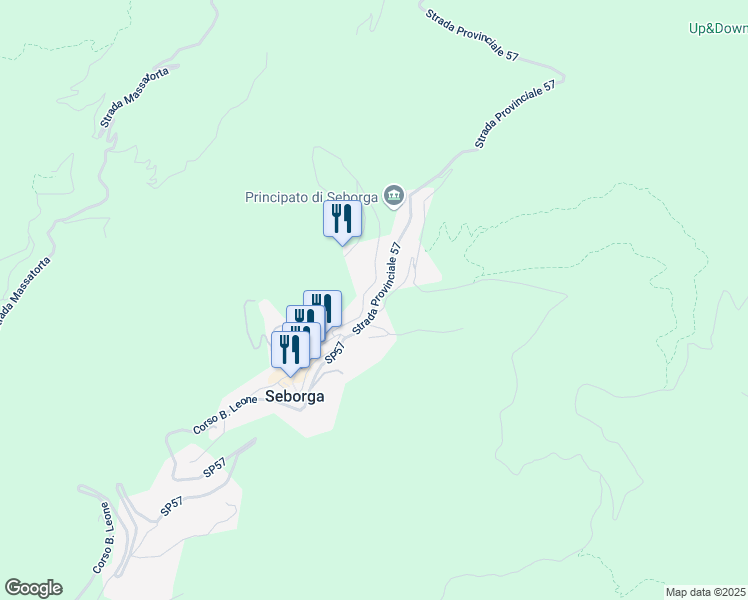 map of restaurants, bars, coffee shops, grocery stores, and more near 1 SP57 in Seborga