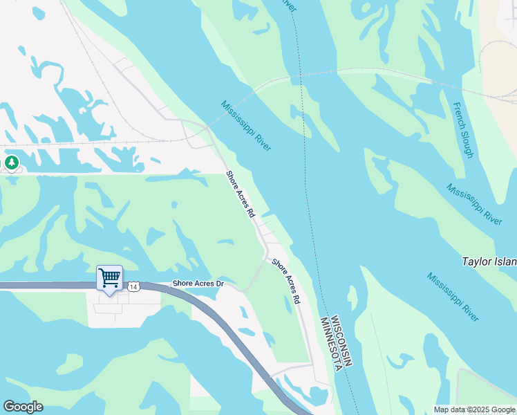 map of restaurants, bars, coffee shops, grocery stores, and more near 402 Shore Acres Road in La Crescent