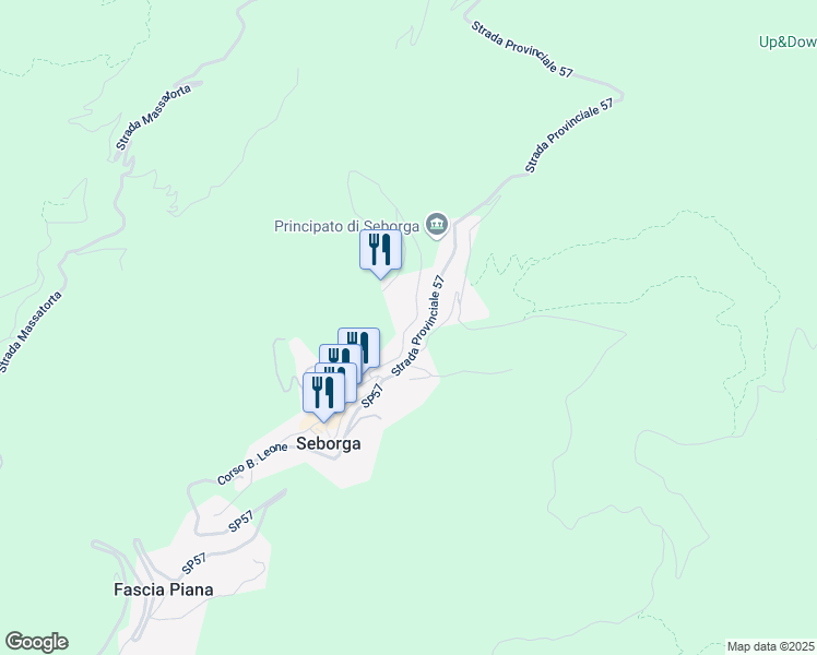 map of restaurants, bars, coffee shops, grocery stores, and more near 1 Strada Provinciale 57 in Seborga