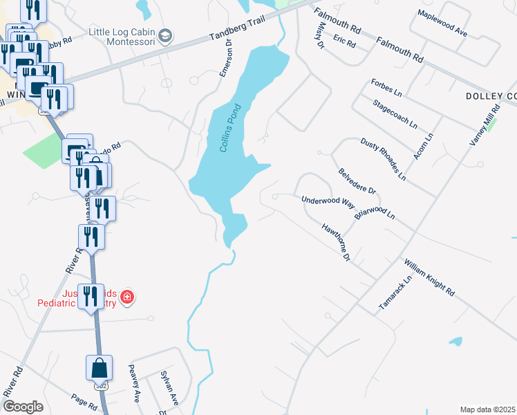 map of restaurants, bars, coffee shops, grocery stores, and more near 68 Cotton Drive in Windham
