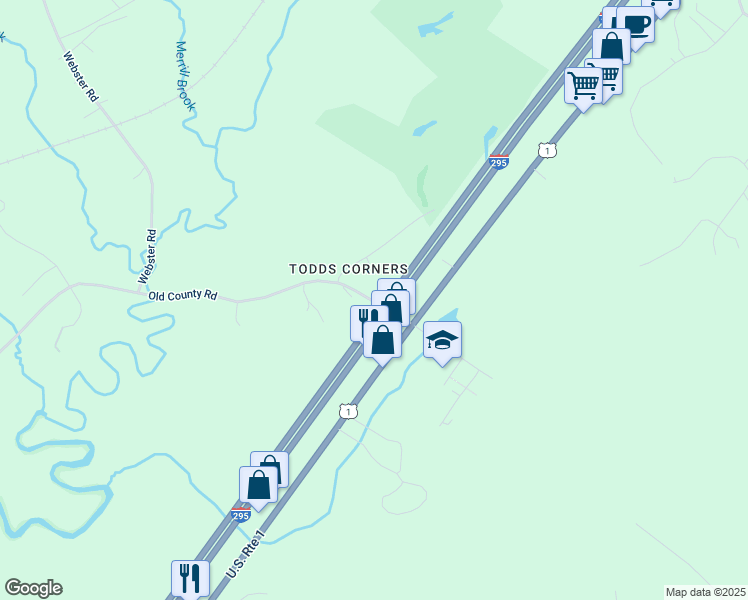 map of restaurants, bars, coffee shops, grocery stores, and more near 308 U.S. 1 in Freeport