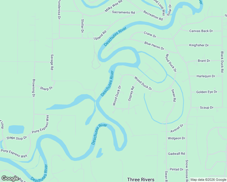 map of restaurants, bars, coffee shops, grocery stores, and more near 55877 Wood Duck Drive in Bend
