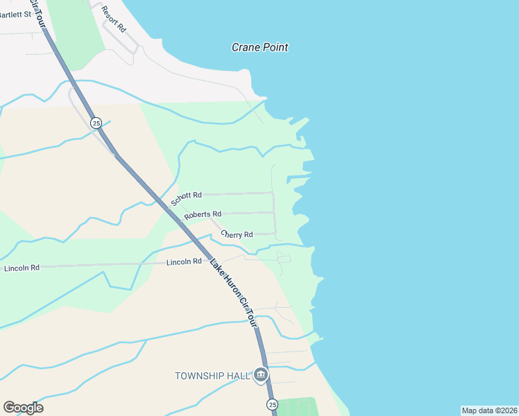map of restaurants, bars, coffee shops, grocery stores, and more near 9653 Roberts Road in Harbor Beach