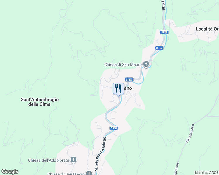 map of restaurants, bars, coffee shops, grocery stores, and more near 25 Via Soprana in Soldano