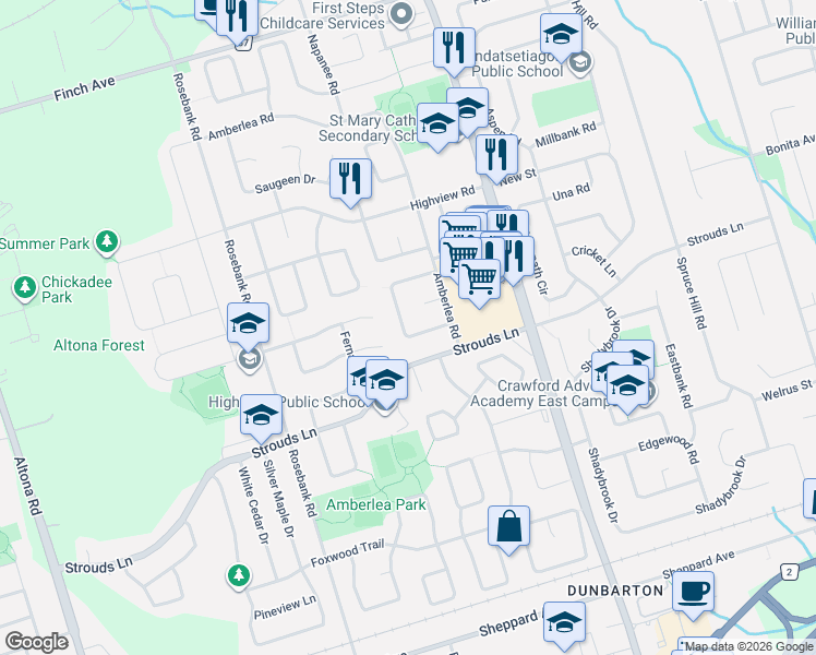 map of restaurants, bars, coffee shops, grocery stores, and more near 632 Chiron Crescent in Pickering