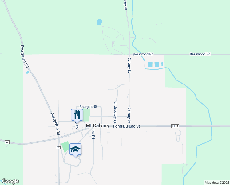 map of restaurants, bars, coffee shops, grocery stores, and more near 328 Saint Anthony Street in Mount Calvary