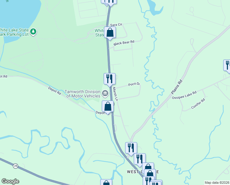 map of restaurants, bars, coffee shops, grocery stores, and more near 55 Marsh Lane in Tamworth
