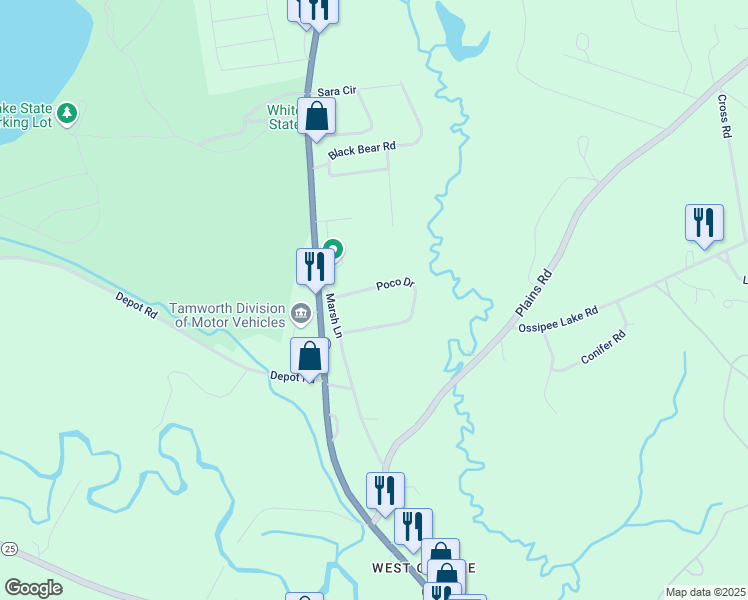 map of restaurants, bars, coffee shops, grocery stores, and more near 152 Poco Drive in Tamworth