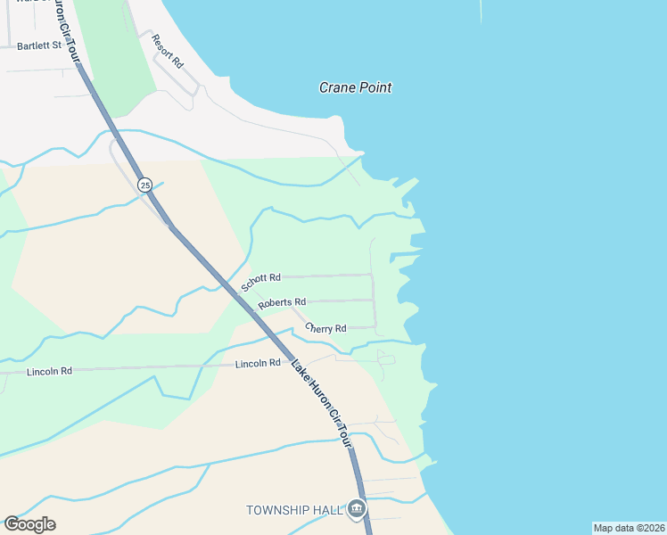 map of restaurants, bars, coffee shops, grocery stores, and more near 9653 Roberts Road in Harbor Beach