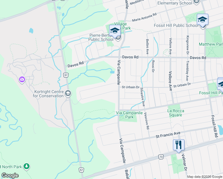map of restaurants, bars, coffee shops, grocery stores, and more near 25 Grand Vellore Crescent in Vaughan