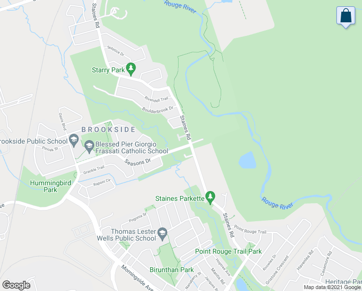 map of restaurants, bars, coffee shops, grocery stores, and more near 162 Seasons Drive in Toronto