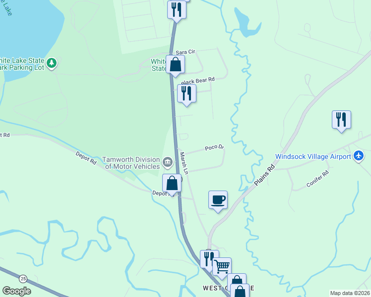 map of restaurants, bars, coffee shops, grocery stores, and more near 55 Marsh Lane in Tamworth