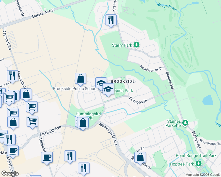 map of restaurants, bars, coffee shops, grocery stores, and more near in Toronto