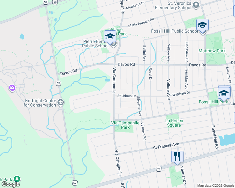 map of restaurants, bars, coffee shops, grocery stores, and more near in Vaughan