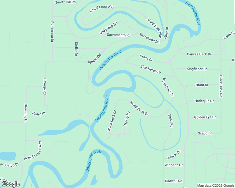 map of restaurants, bars, coffee shops, grocery stores, and more near 55911 Wood Duck Drive in Bend