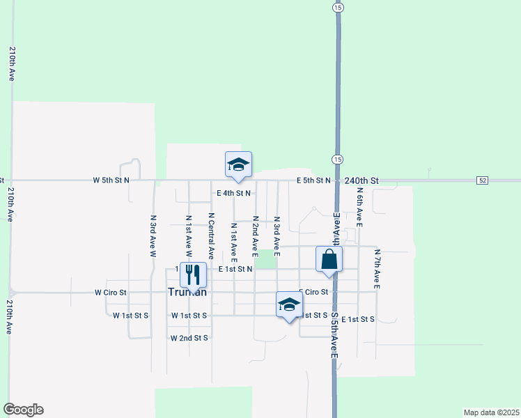 map of restaurants, bars, coffee shops, grocery stores, and more near 310 North 2nd Avenue East in Truman