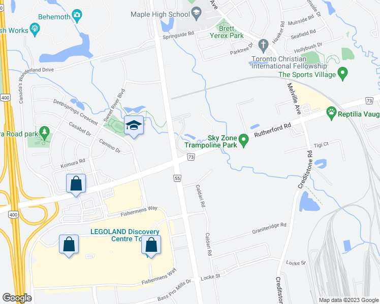 map of restaurants, bars, coffee shops, grocery stores, and more near 2878 Rutherford Road in Vaughan