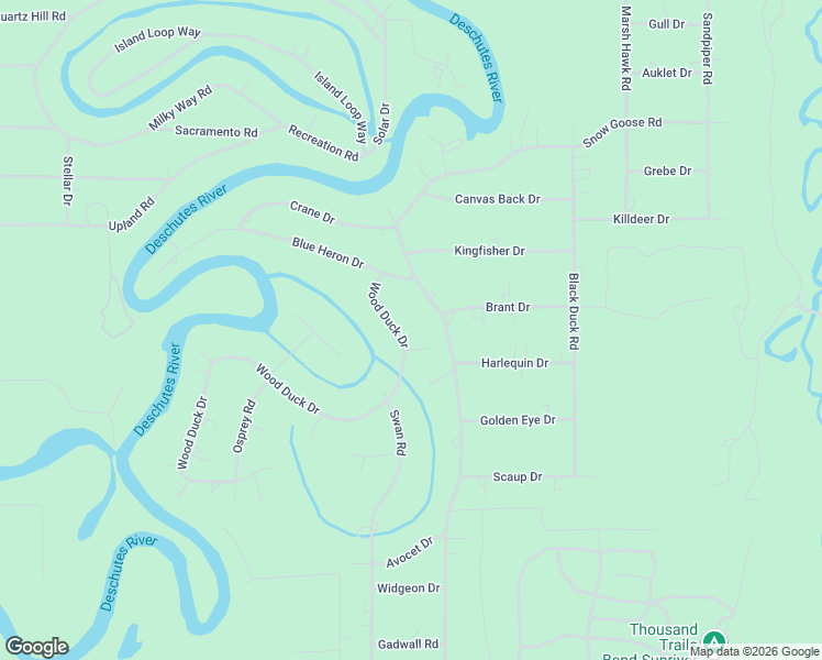 map of restaurants, bars, coffee shops, grocery stores, and more near 55982 Wood Duck Drive in Bend