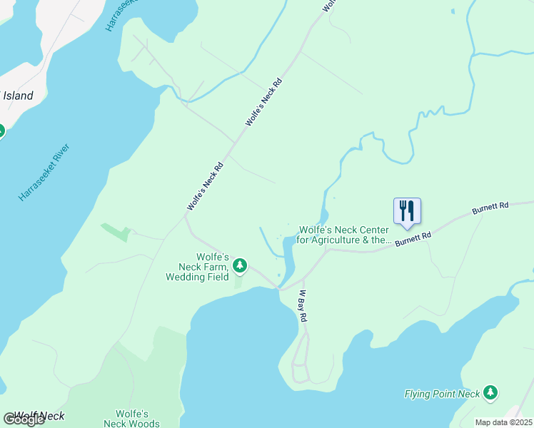 map of restaurants, bars, coffee shops, grocery stores, and more near 36 Little River Lane in Freeport