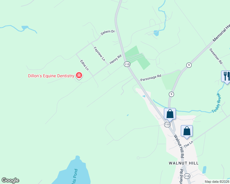 map of restaurants, bars, coffee shops, grocery stores, and more near 43 Dexter Lane in North Yarmouth