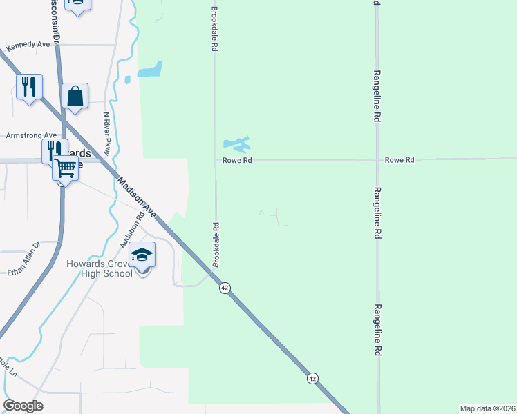 map of restaurants, bars, coffee shops, grocery stores, and more near W2244 Norene Road in Sheboygan