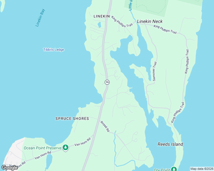 map of restaurants, bars, coffee shops, grocery stores, and more near 727 Ocean Point Road in Boothbay