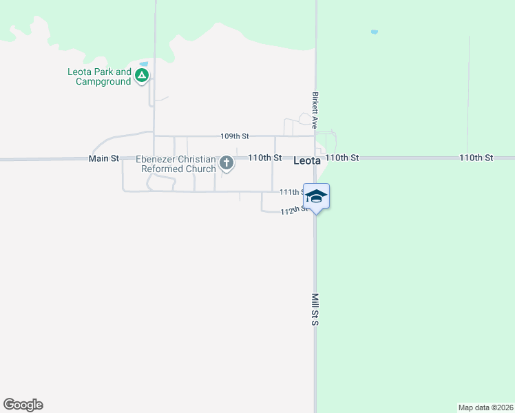 map of restaurants, bars, coffee shops, grocery stores, and more near 11909 112th Street in Leota