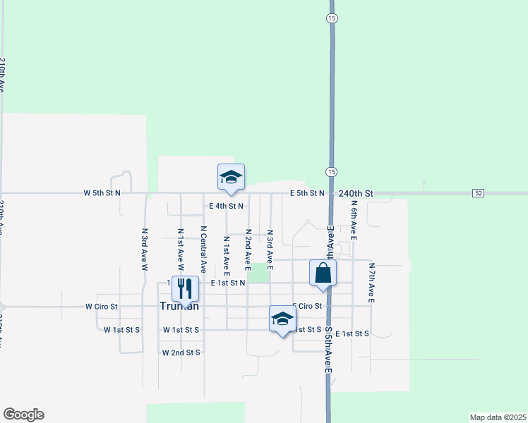 map of restaurants, bars, coffee shops, grocery stores, and more near 310 North 2nd Avenue East in Truman