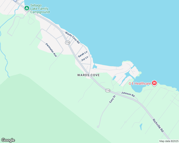 map of restaurants, bars, coffee shops, grocery stores, and more near 19 Wards Cove Road in Standish