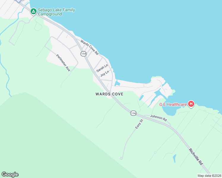 map of restaurants, bars, coffee shops, grocery stores, and more near 39 Wards Cove Road in Standish