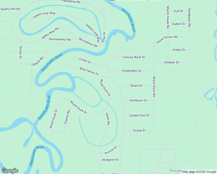 map of restaurants, bars, coffee shops, grocery stores, and more near 55982 Wood Duck Drive in Bend