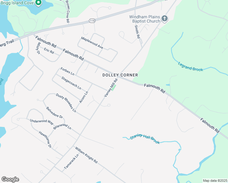 map of restaurants, bars, coffee shops, grocery stores, and more near 194 Varney Mill Road in Windham