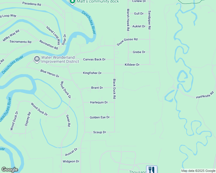 map of restaurants, bars, coffee shops, grocery stores, and more near 55955 Black Duck Road in Bend