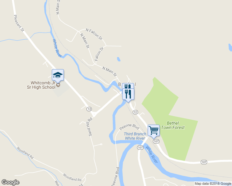map of restaurants, bars, coffee shops, grocery stores, and more near 31 Lower Church Street in Bethel