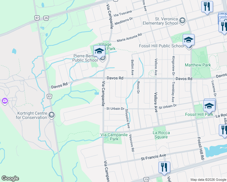 map of restaurants, bars, coffee shops, grocery stores, and more near in Vaughan